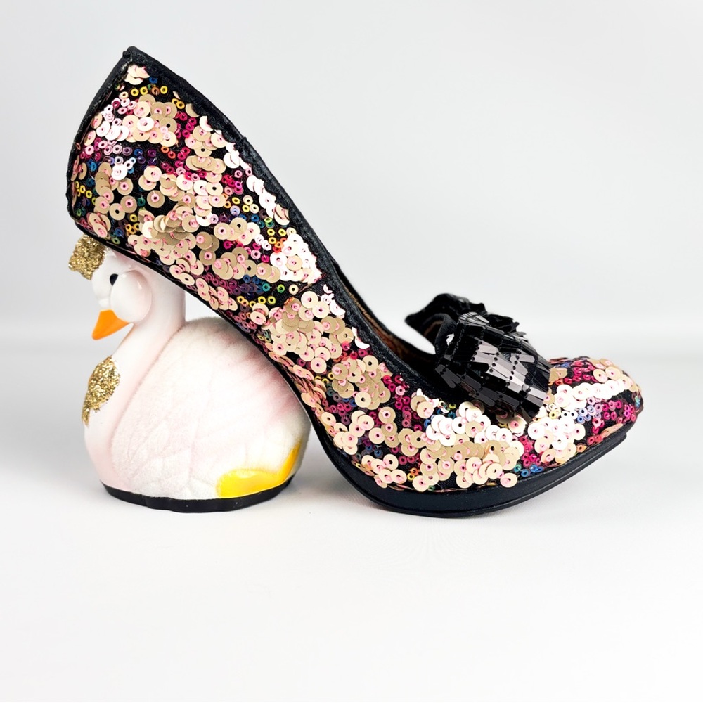 Irregular Choice Savan Swan Heels | Sequin Bow Statement Pumps | Sizes 38 & 40 |